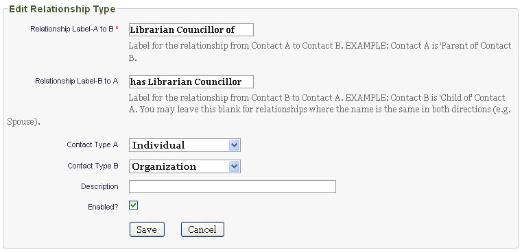 Configuring a relationship in CiviCRM